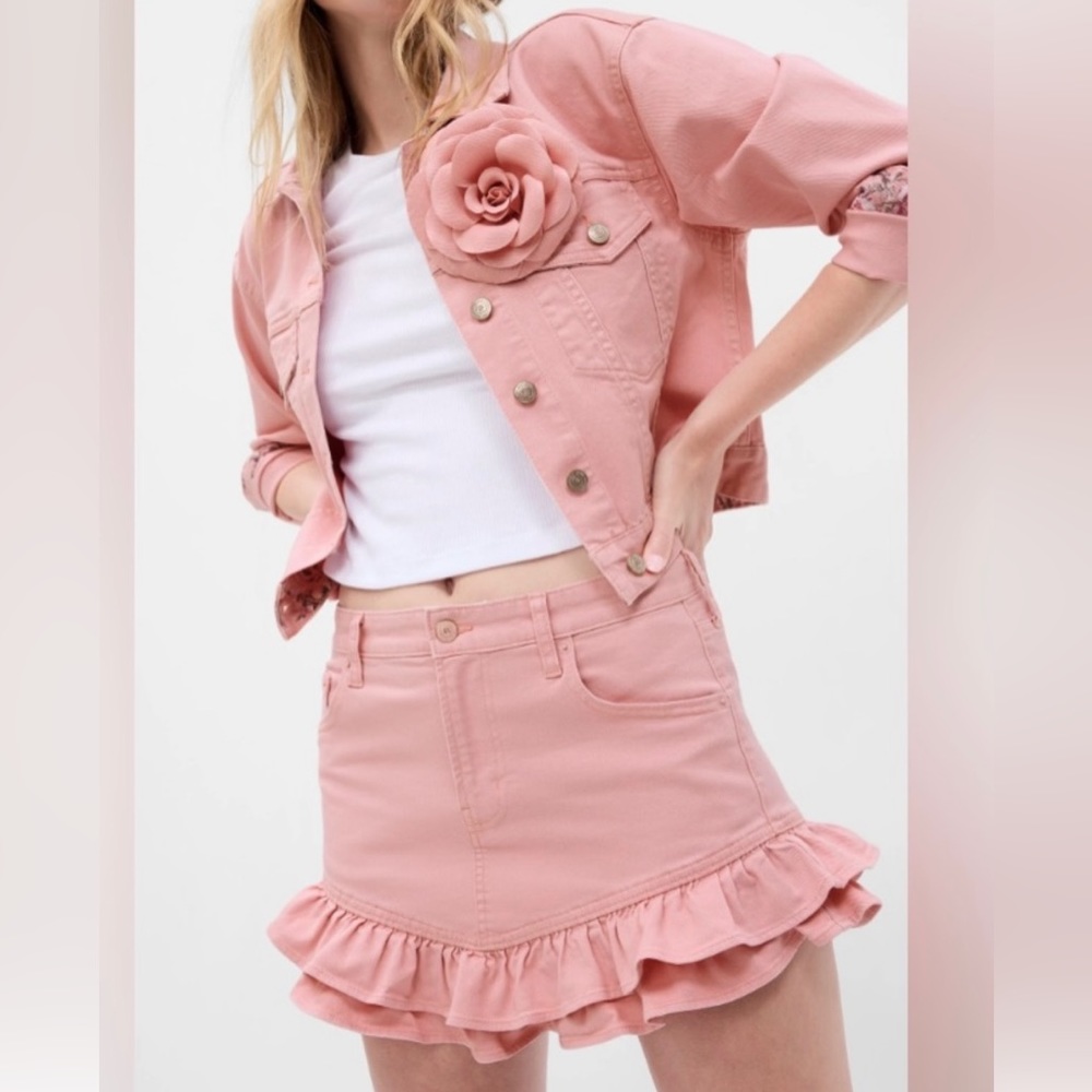 Loveshackfancy rosette denim mini and jacket set